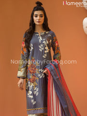 Designer blue khaddar dress 2021 