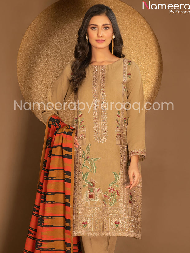 Designer Golden khaddar fabric
