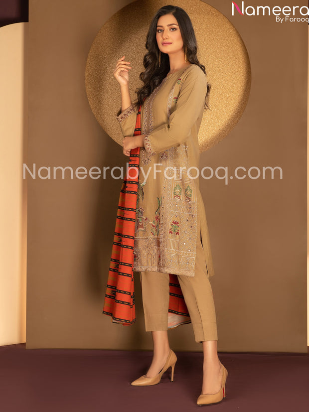 Designer Golden khaddar fabric online