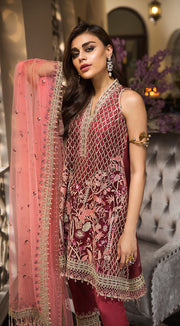 Latest Pakistani designer dress in beautiful red color # P2256