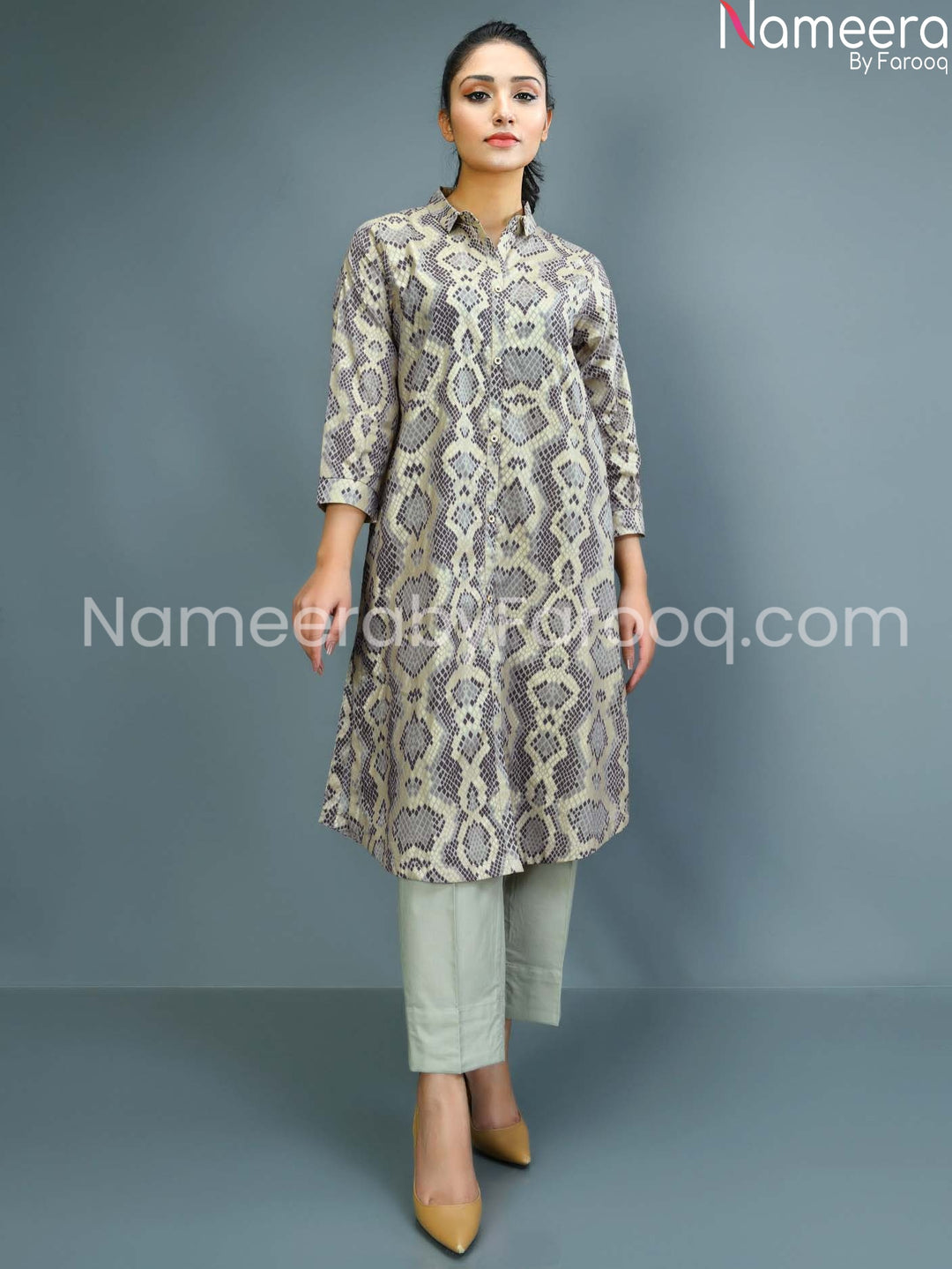 Pakistani Designer Lawn Capri Shirt Dress 