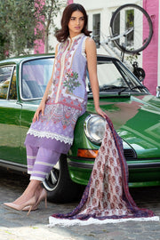 Latest Pakistani printed lawn outfit 2020 in elegant lavender color 