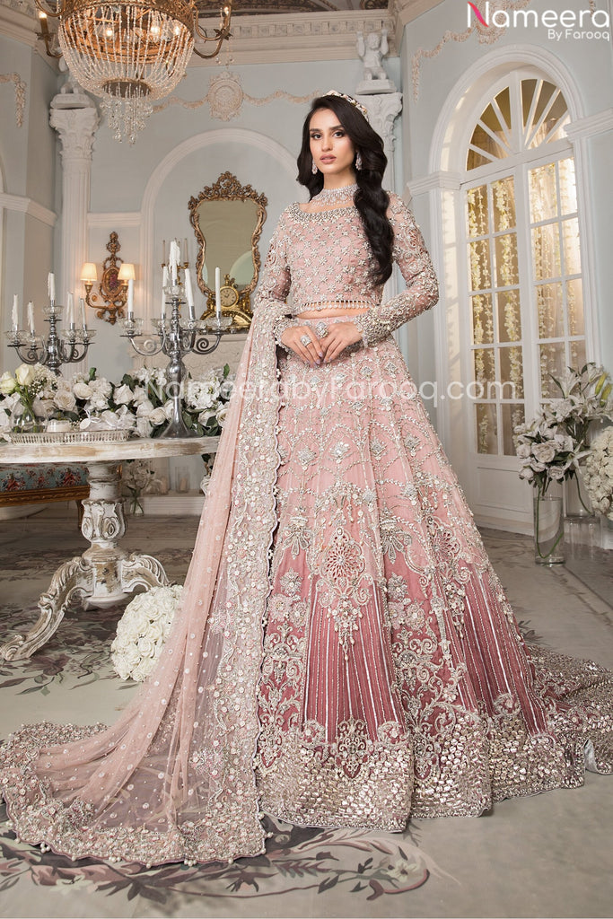Buy Sensational Pink Colored Bridal wear Embroidered Art Silk Lehenga Choli  From Zeel Clothing