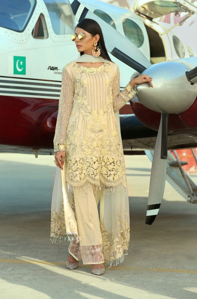 Latest Pakistani Party Dress in Lime Touch