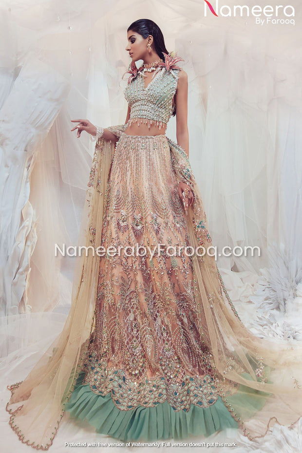 Pakistani Long Tail Lehenga for Sole Bridal Look