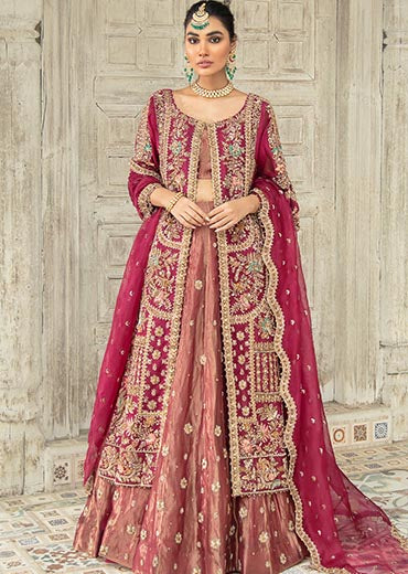 Pakistani Jacket Lehenga Choli Dupatta Dress #BS696