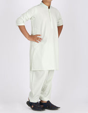 Pakistani machine embroidered dress in light green color