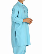Pakistani machine embroidered outfit in light blue color # K2312