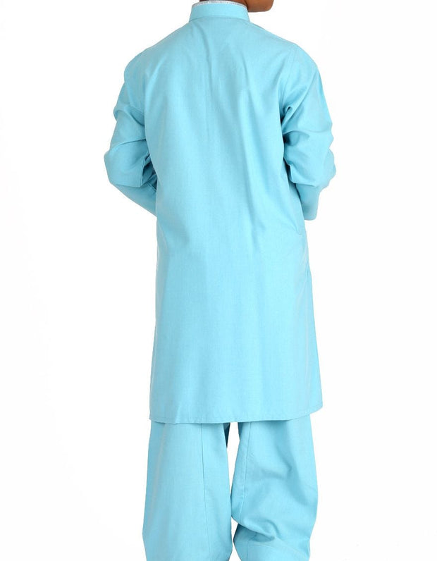 Pakistani machine embroidered outfit in light blue color # K2312