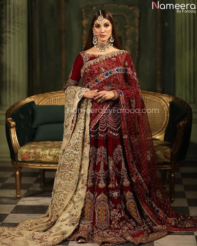 Pakistani Bridal Dresses Latest Designs Online  Tagged "maroon bridal  lehenga" Nameera by Farooq