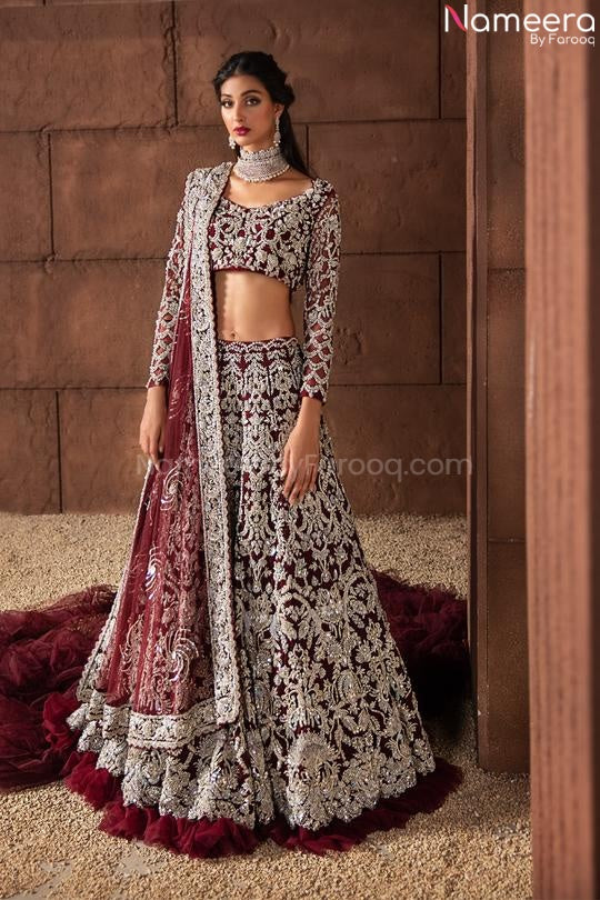 maroon color lehenga choli