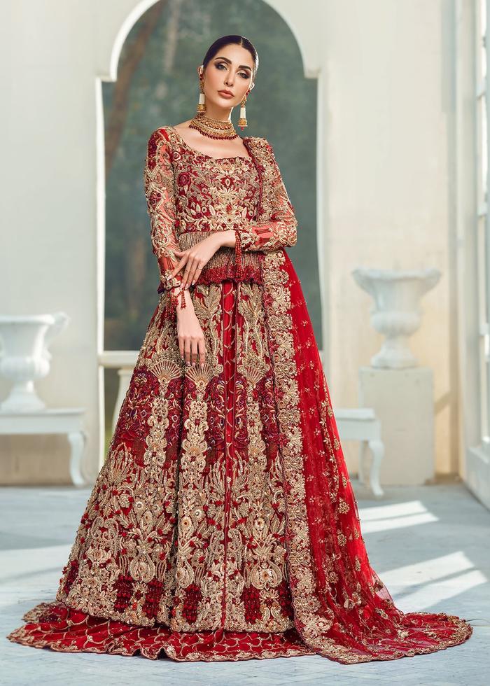 Maroon colour bridal lehenga top