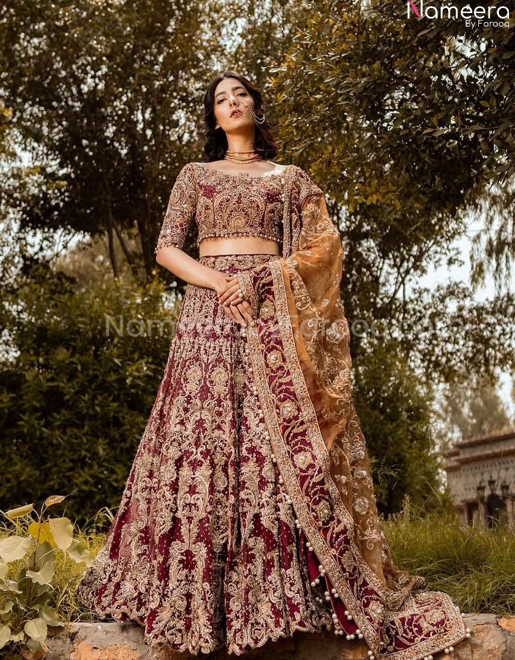 maroon lehnga
