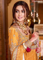 Embroidered Net Mehndi Frock Online