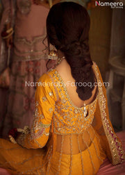 Embroidered Net Mehndi Frock in Designer Attire #PN390
