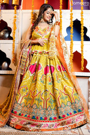 Beautiful HSY Embellished Mehndi Lehenga Attire #BN685