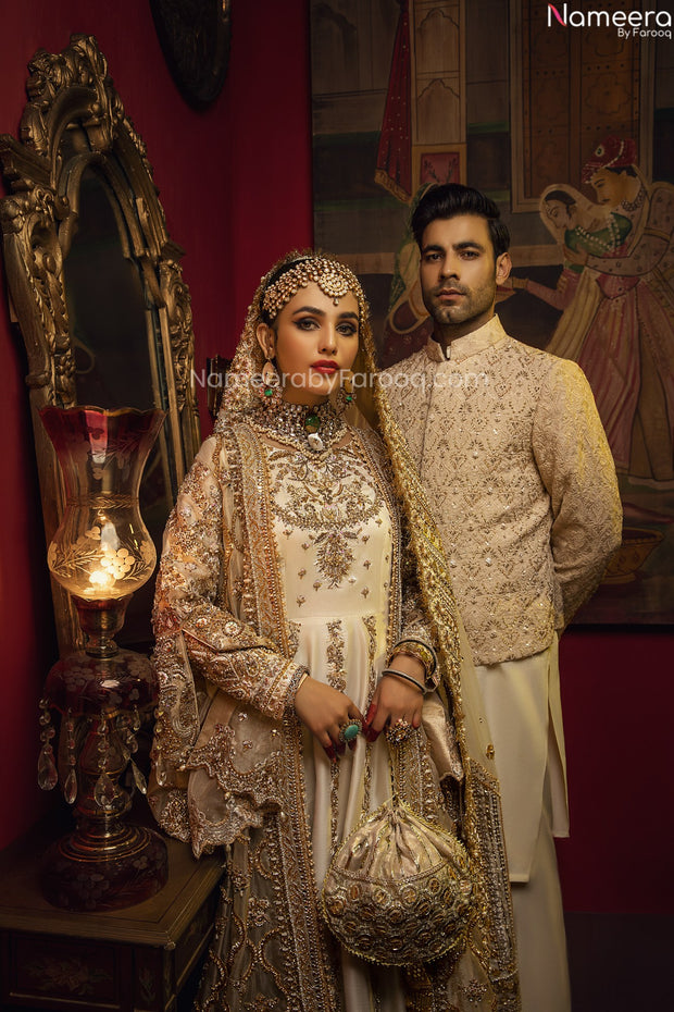 Designer Embellished Grooms Sherwani for Wedding Wear Nameera by Farooq