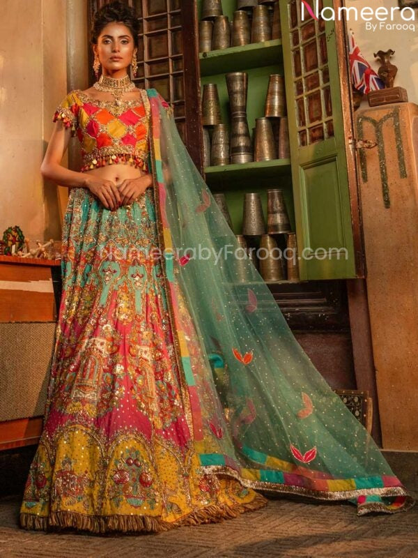 multi color bridal lehenga