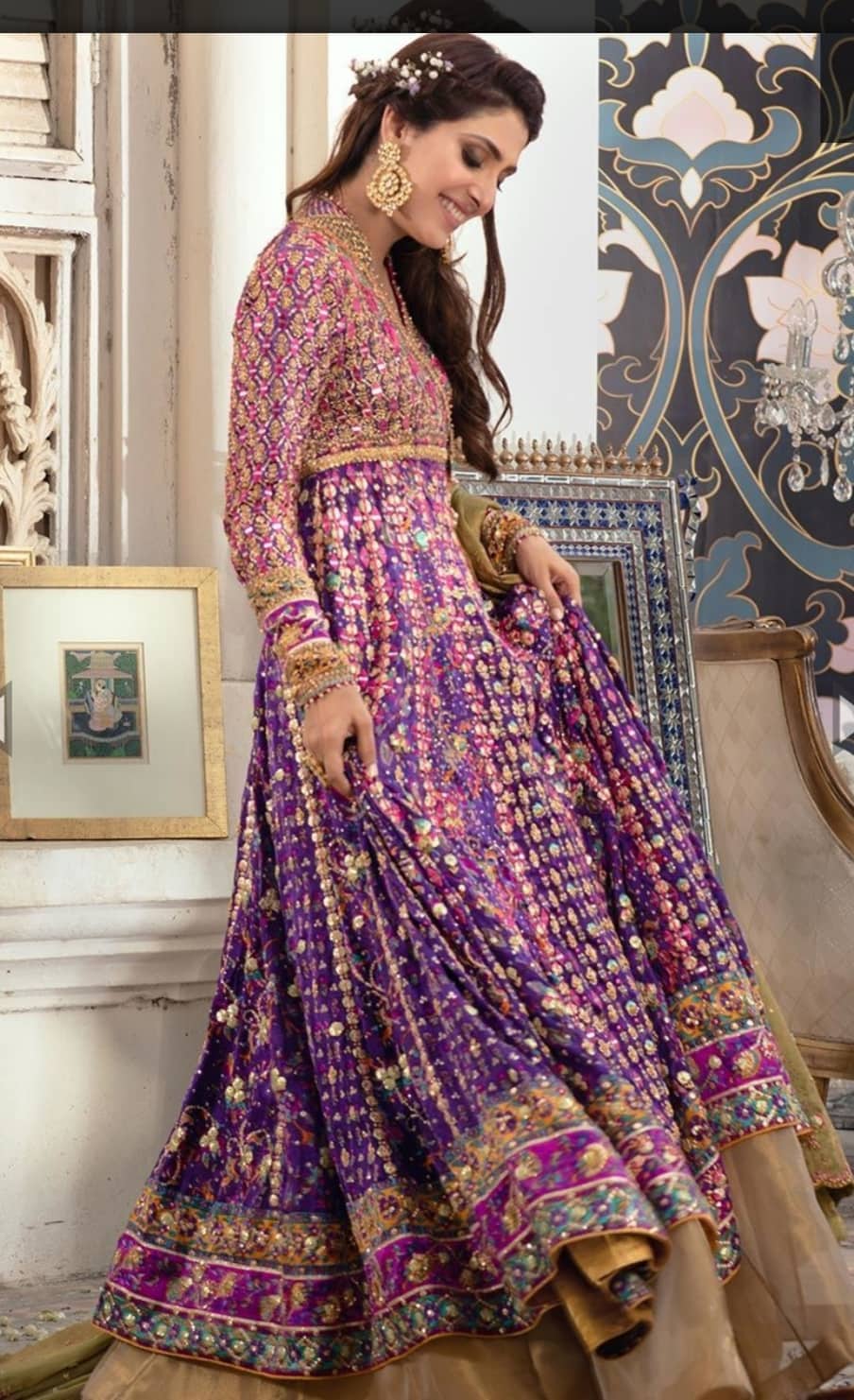 Luxury Bridal Anarkali Lehenga in Angarkha Style 1