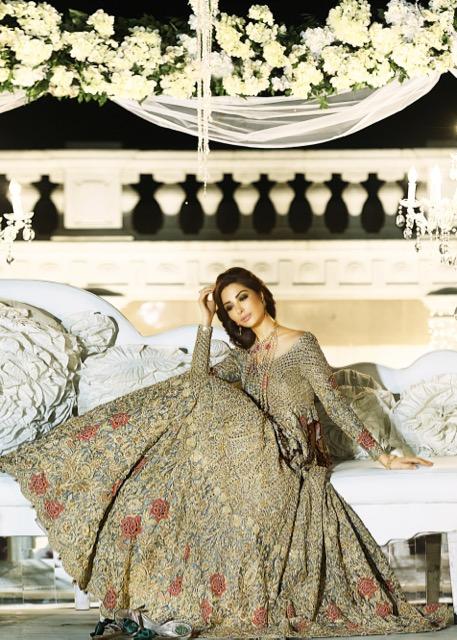 Latest Pakistani net embroidered bridal dress in silver color # B3377