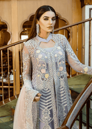 Elegant Pakistani net embroidered dress in violet color # P2306