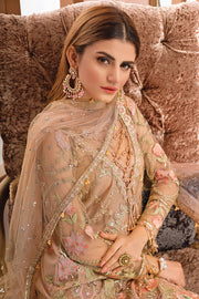Beautiful Pakistani net embroidered outfit in brown color # P2335