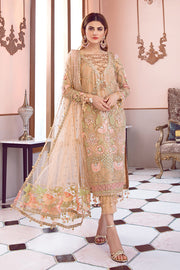 Beautiful Pakistani net embroidered outfit in brown color # P2335