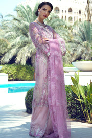 Latest designer embroidered net outfit for party wear in magenta color # P2428