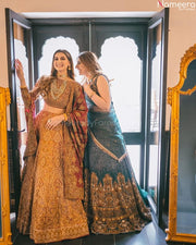 orange and pink lehenga