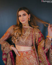 orange and red lehenga