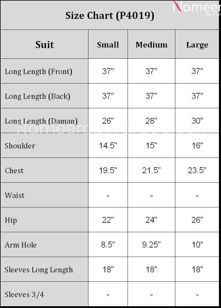 Designer Golden khaddar fabric size chart