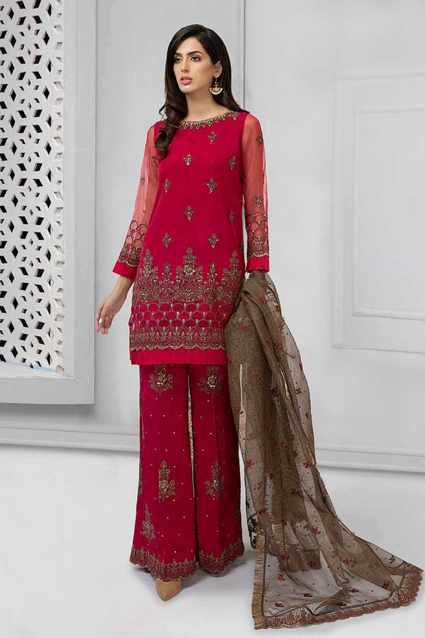Fancy Pakistani designer suit in marjanda color 