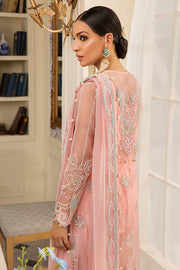 Elegant designer Pakistani organza dress in peach color # P2330