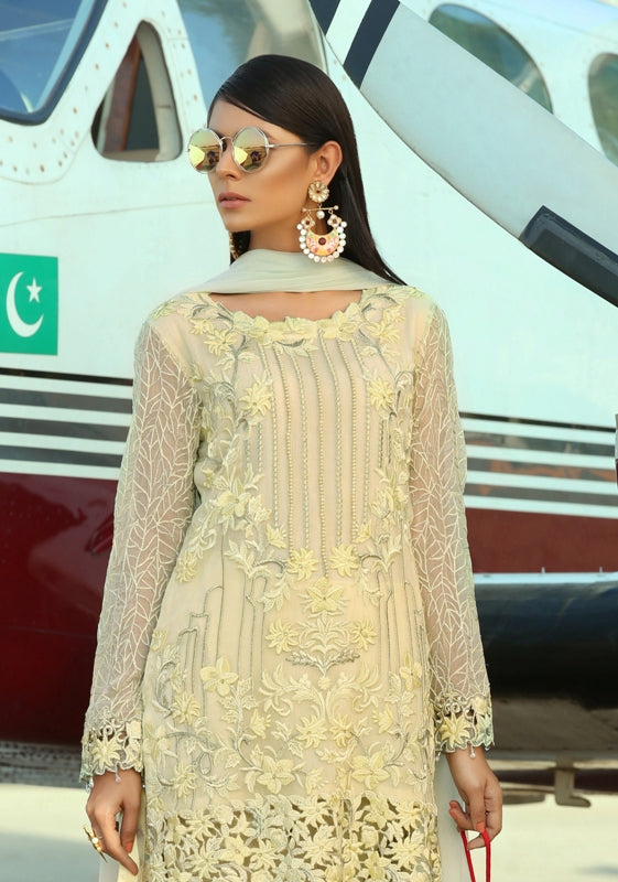 Latest Pakistani Party Dress in Lime Touch 1