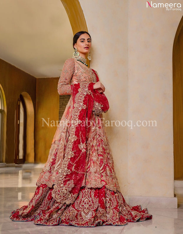 pakistani red bridal lehenga