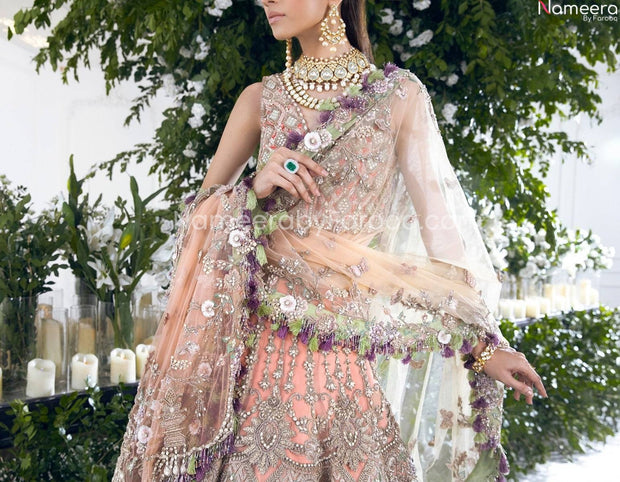 peach bridal dress