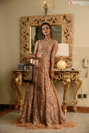 peach bridal gown