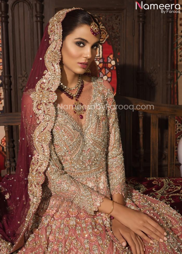 peach bridal lehenga