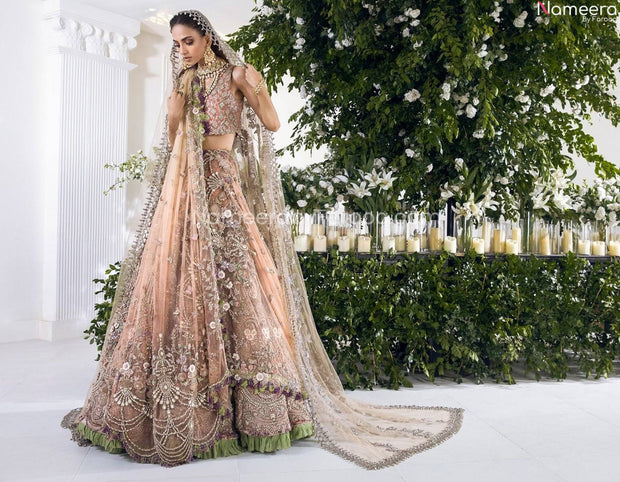 peach bridal lehenga