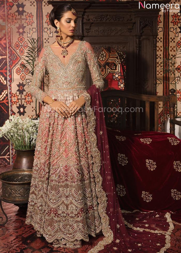 peach colour bridal lehenga