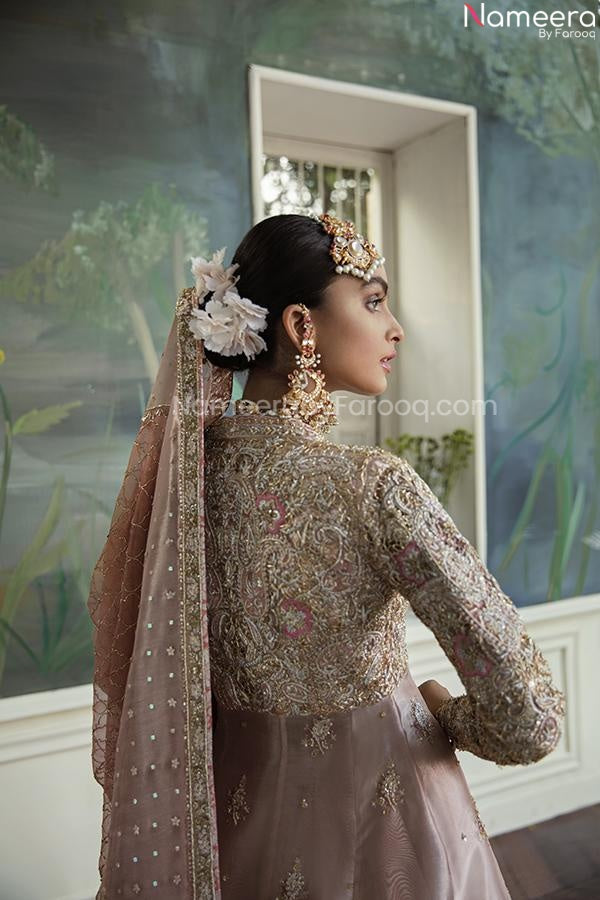 peach lehenga combination for bride
