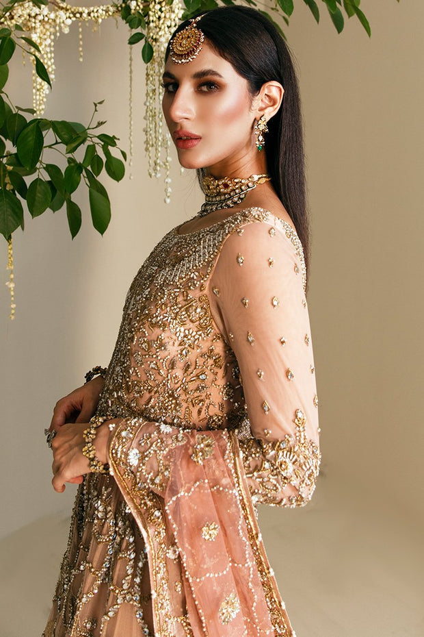 peach lehenga for bride