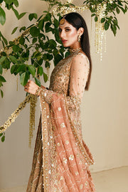 peach lehenga gown