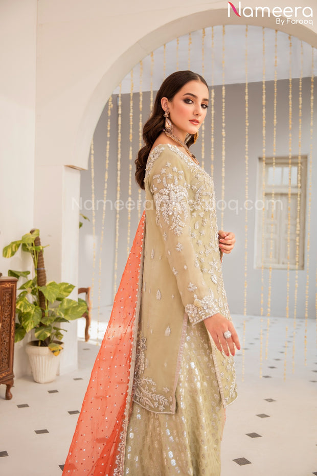 peach bridal dress 