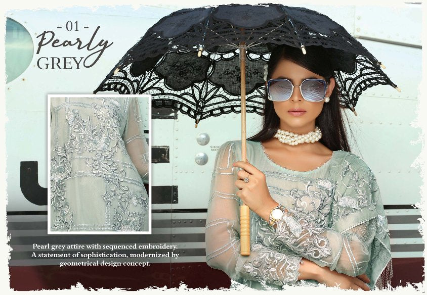 Latest Embroidered chiffon dress 3
