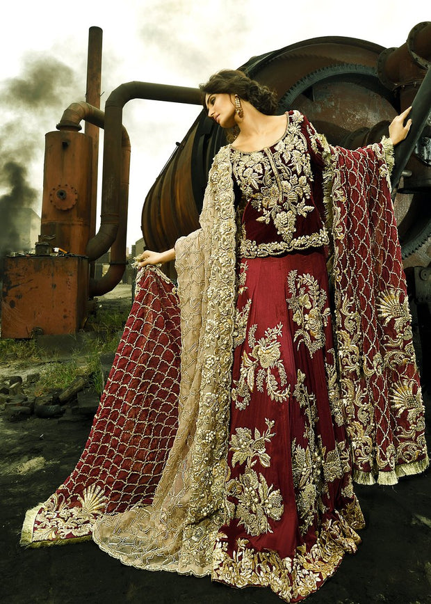 Persimmon Lehenga Pakistani Bridal Dresses