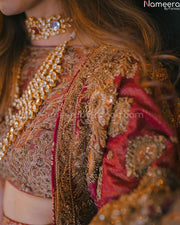 pink and orange bridal lehenga
