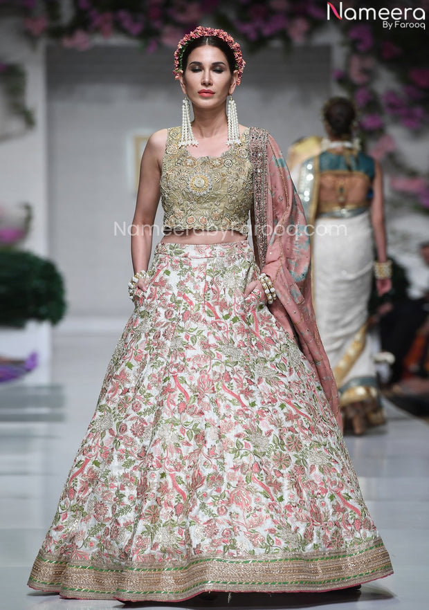 pink and white lehenga choli