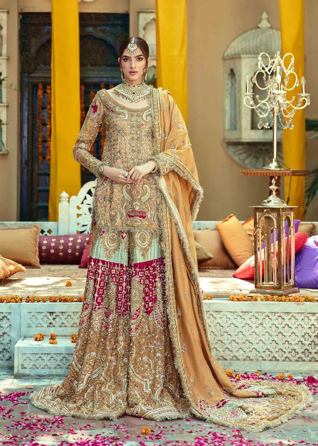 pink and yellow sharara
