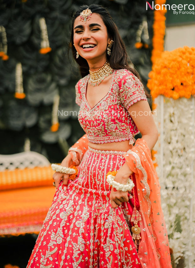 Punjabi Dress Pink Lehenga Choli for Bridal Wear BN829